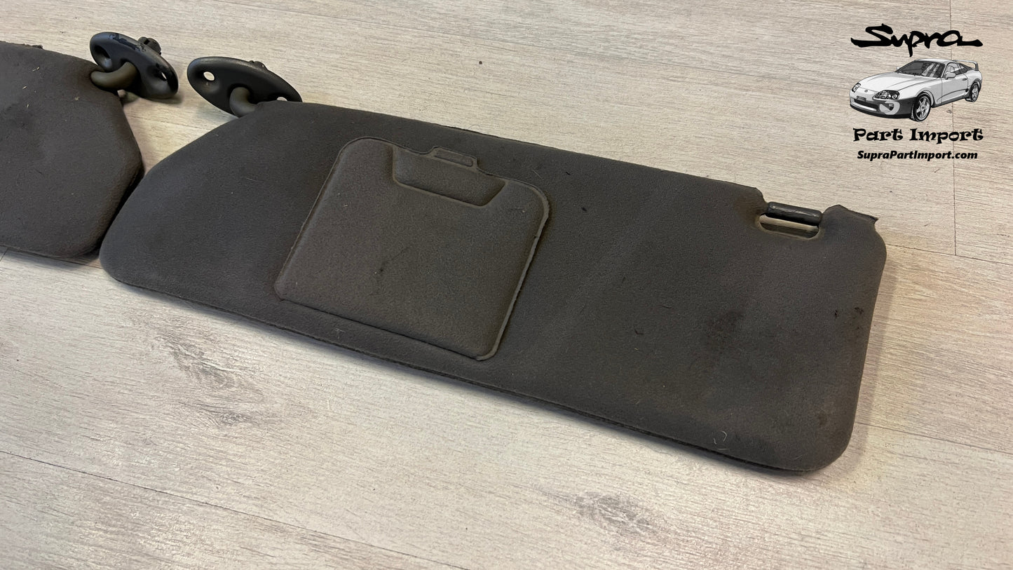 *RARE* JZA80 Supra Genuine OEM S1 RHD Half-Tanned Black Sun Visor Set (74310-14610-B0 + 74320-14680-B0)