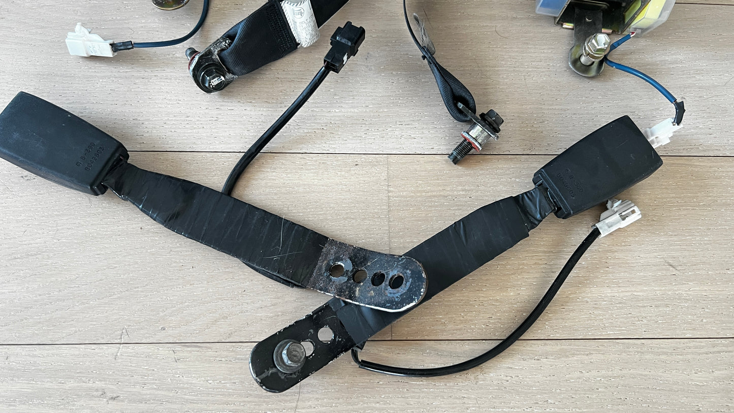 JZA80 Supra Genuine OEM LHD/RHD Front Safety Belt Set + Buckles + Hardware (73220-14481-C0 + 73210-14541-C0)