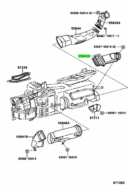 *DISCO* JZA80 Supra Genuine OEM Heater to Register Duct No. 3 (55845-14210)