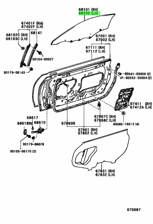 *RARE, DISCO* JZA80 Supra Genuine OEM LHD/RHD Left Side Door Glass Window (68102-14230 / 68102-14240)