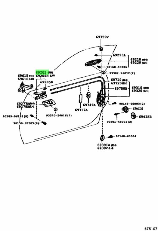 JZA80 Supra Genuine OEM LHD/RHD Right Side Interior Door Handle (69205-14080-C0)