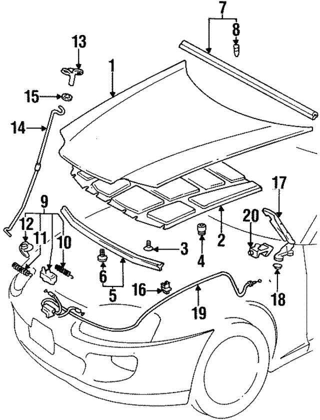 JZA80 Supra Genuine OEM Bonnet Hinge Set (2 pc.) (53410-14130 + 53420-14100)
