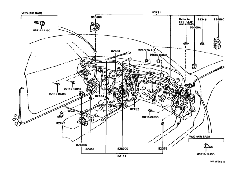 JZA80 Supra Genuine OEM RHD Series 1 Dashboard Wiring Harness (82141-1B281)