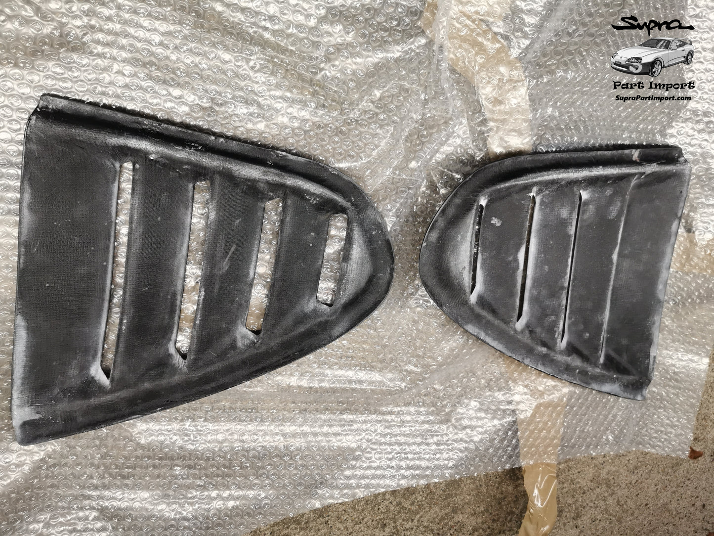 JZA80 Supra Aftermarket N1Composites Gloss 2x2 Carbon Fiber Rear Quarter Window Louvers