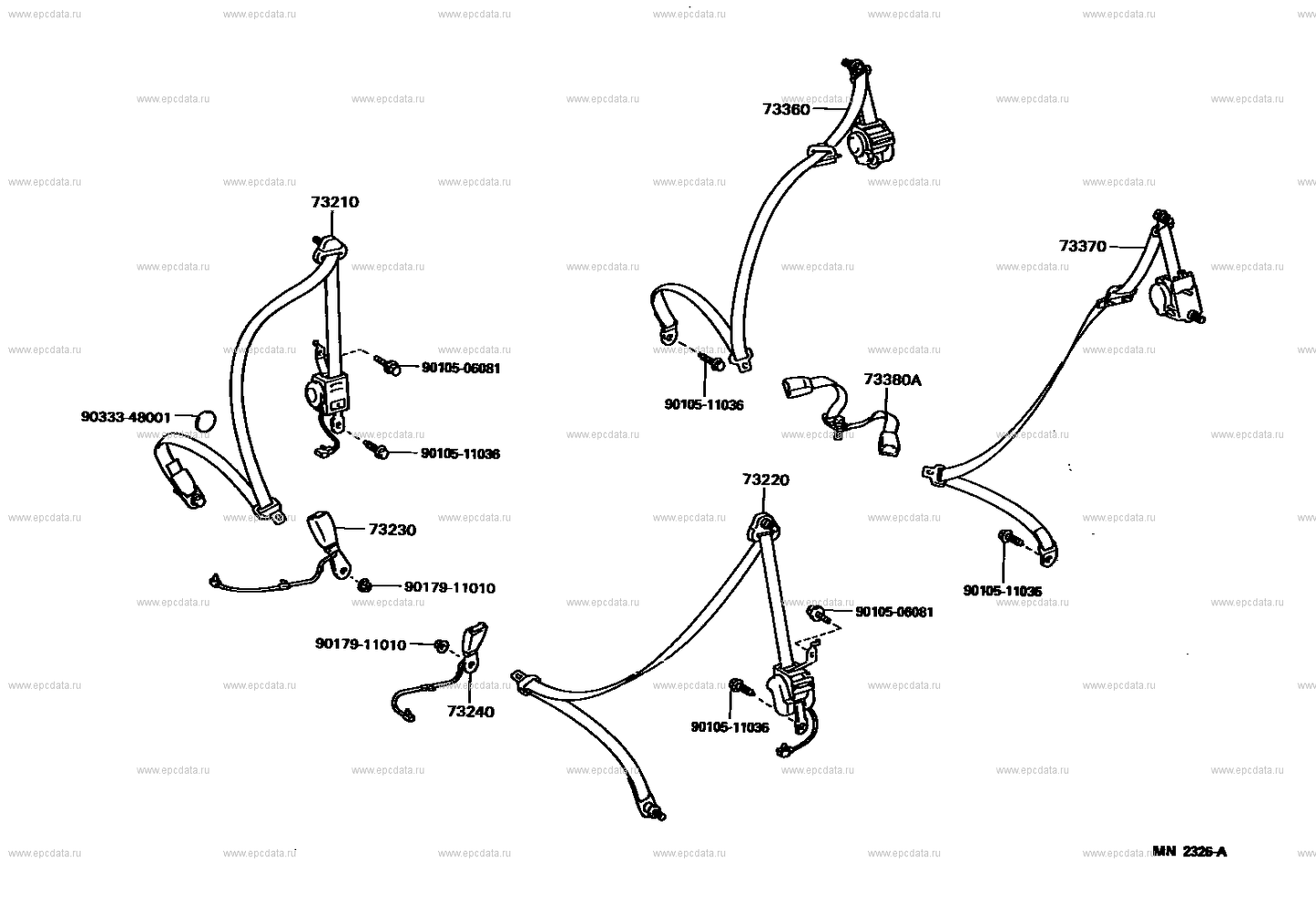 JZA80 Supra Genuine OEM Rear Safety Belt Set (73370-14171-C0 + 73360-14291-C0)