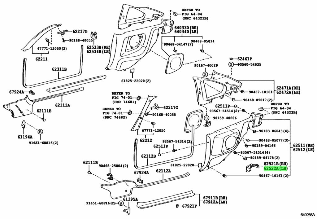 JZA80 Supra Genuine OEM LH + RH Quarter Panel Cover Trim Set (62522-14110-C0 + 62521-14120-C0)