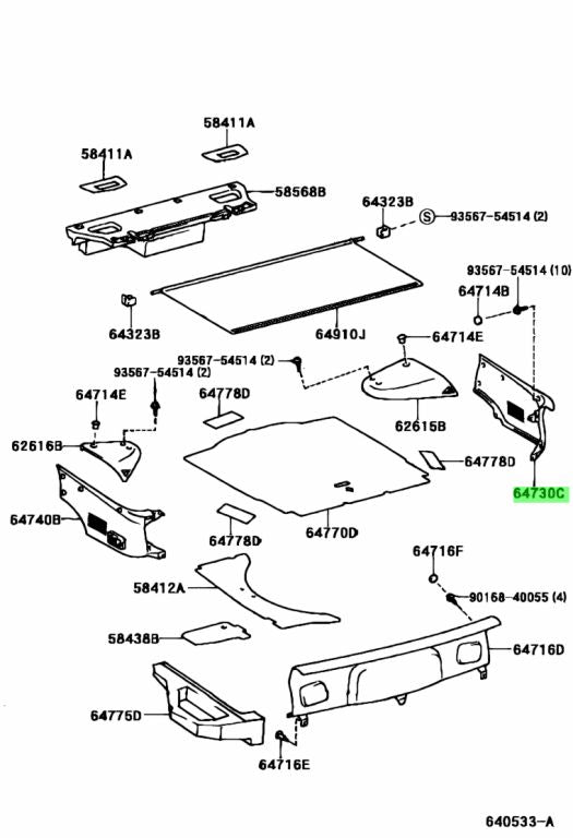 JZA80 Supra Genuine OEM Right Side Trunk Panel (64731-14130-C0)